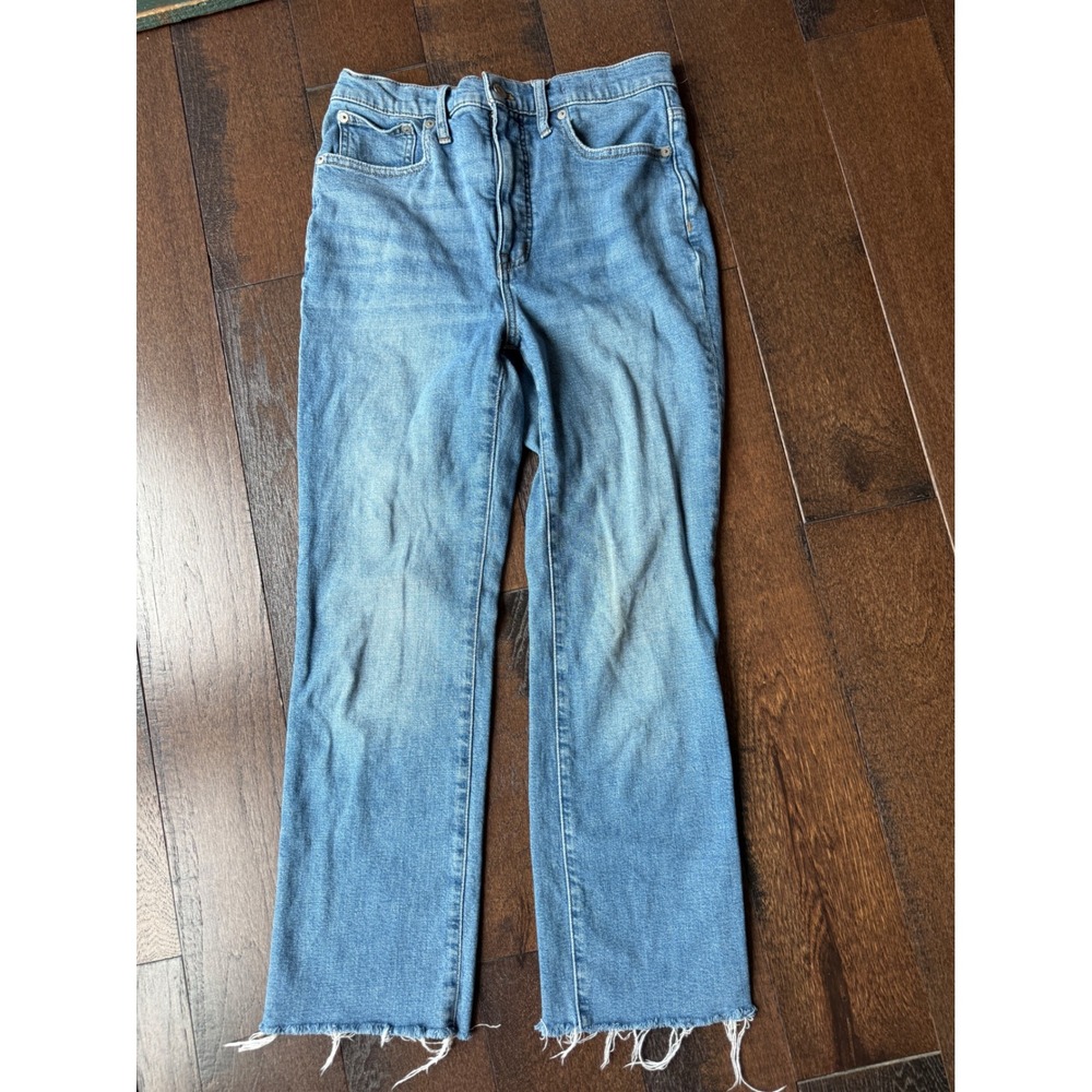 Madewell Slim Demi-Boot High Rise Raw Hem Jeans Size 27 Light Wash womens